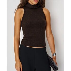 Reformation Marcy Sleeveless Turtleneck Sweater 100% Cashmere